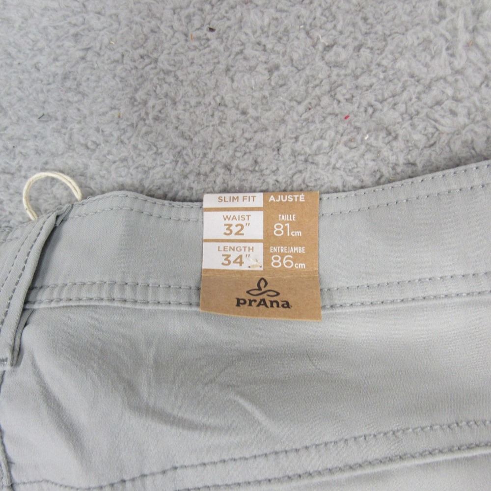 Prana Mens Stretch Zion Slim Fit Pants Gray Water Repellent UPF 50 32x34 NEW - Picture 6 of 10